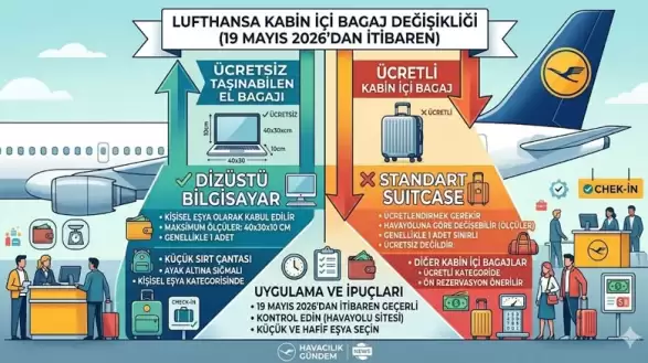 UÇAKLA SEYAHATTE YENİ KURALLAR: LUFTHANSA EL BAGAJINI SINIRLIYOR
