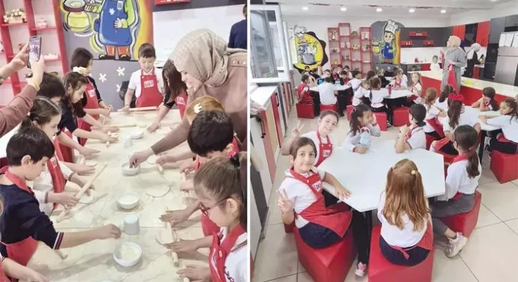 İlkokul öğrencileri için mutfakta eğitim zamanı